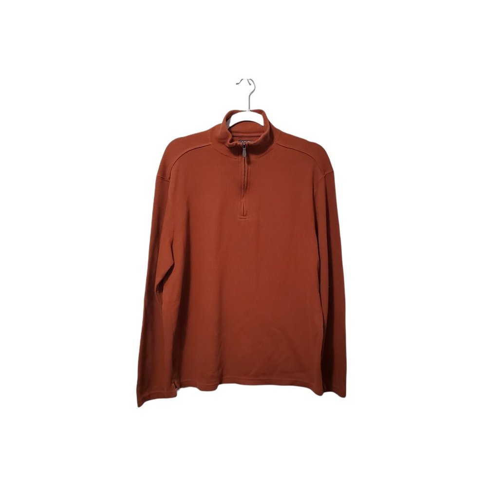Joe Joseph Abboud Orange Partial Zip Mock Neck Sw… - image 1